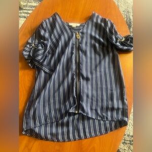 MICHAEL Michael Kors Navy and White Striped Kids Blouse
